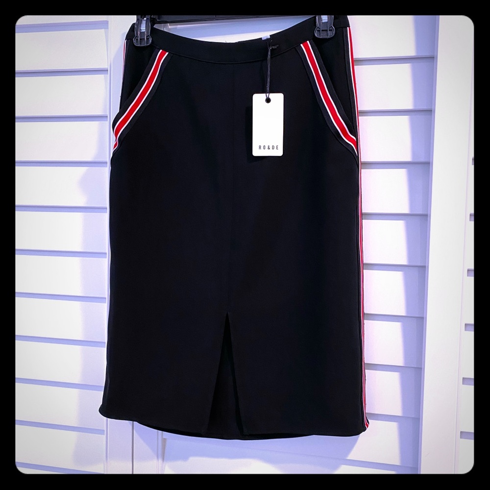 Black skirt with red and white detail